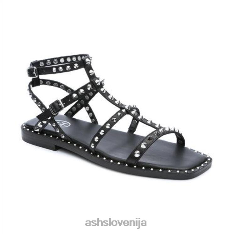 ravni sandal maeva s kvadratnimi konicami ženske Črna sandaliASH X28LH72